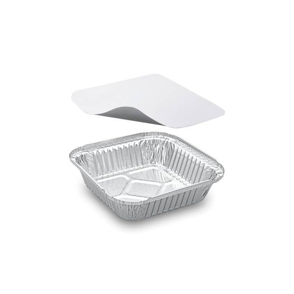 Schale (ALU) eckig 158 x 158 x 34 mm 560ml + Deckel – 5 Stück