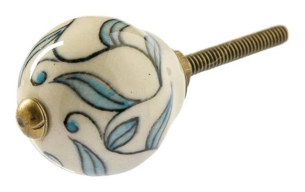 Tranquillo Möbelgriff handgemacht, Ø 3 cm, Weiss/Gold