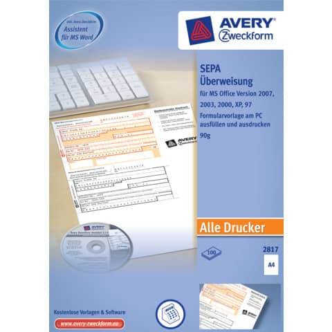 AVERY ZW. Zweckform Vordruck "SEPA-Standardüberweisung", DIN A4