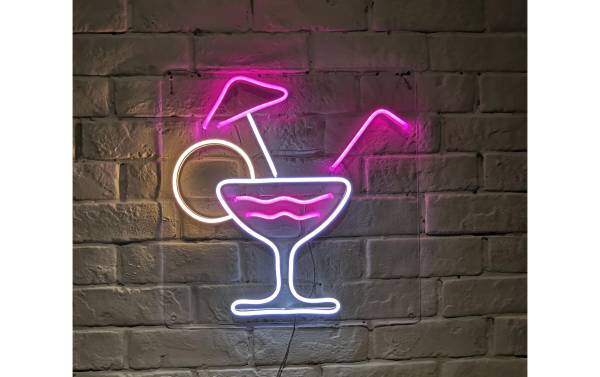 Vegas Lights LED Dekolicht Neon Sign Cocktail Drink 30 x 30 cm