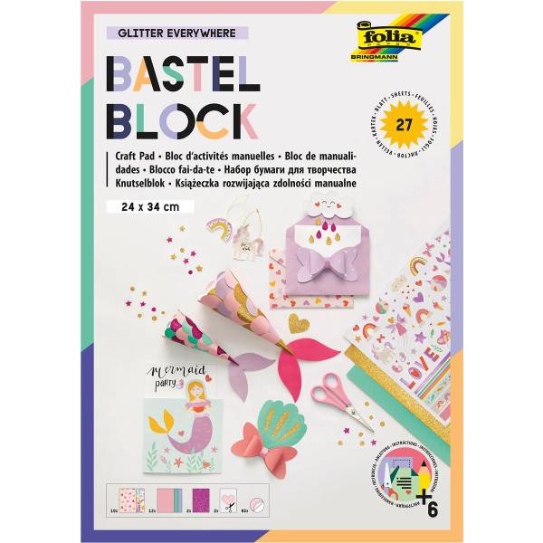 Bastelblock Glitter Everywhere ink. Anleitung FOLIA 49102
