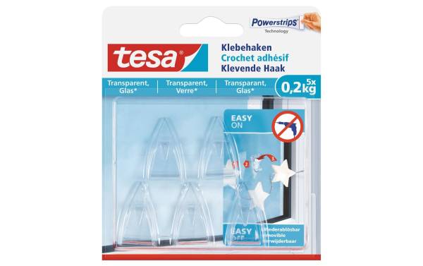 tesa Powerstrips Klebehaken für Glas, transparent