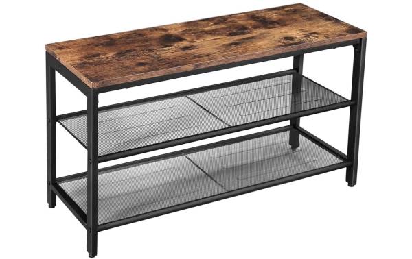 VASAGLE Schuhregal aus Holz und Eisen Braun/Schwarz