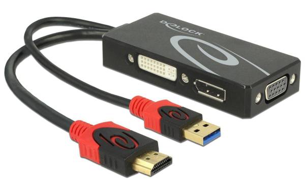 Delock Adapter 4K, 30HZ HDMI/USB 2.0 – DVI-D/VGA/DisplayPort