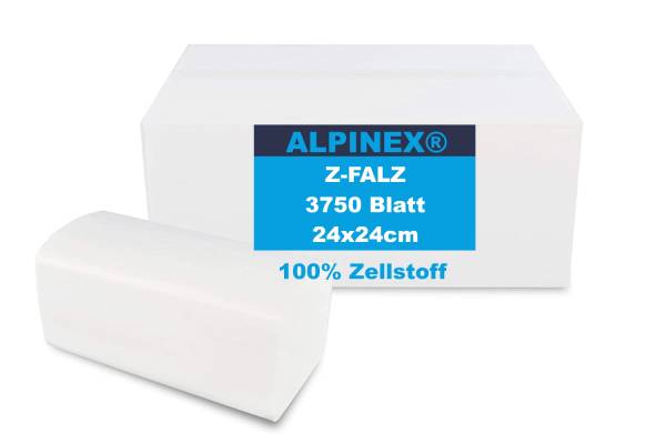 Faltpapier AlpineX® Premium Z-Falz 2-lagig 3750 Blatt 24x24cm