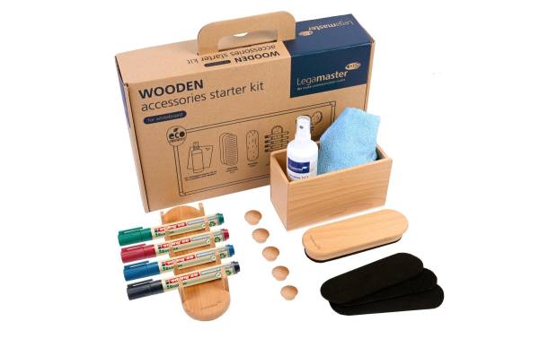 Legamaster Starterkit Whiteboard Zubehörset Wooden 17-teilig, aus Holz