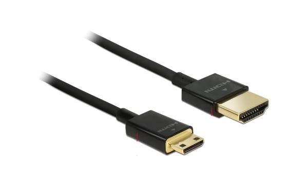 Delock Kabel 4K 60Hz HDMI – Mini-HDMI (HDMI-C), 1 m, Schwarz