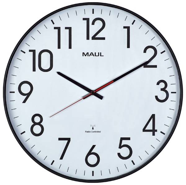 MAUL Wanduhr/Funkuhr MAULclimb, Durchmesser: 470 mm, schwarz