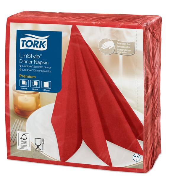 TORK-478854 Premium LinStyle Dinnerservietten Rot –