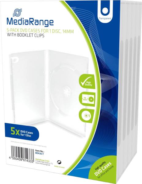 DVD Hüllen, transp, 5erPack MEDIARANG BOX30-T