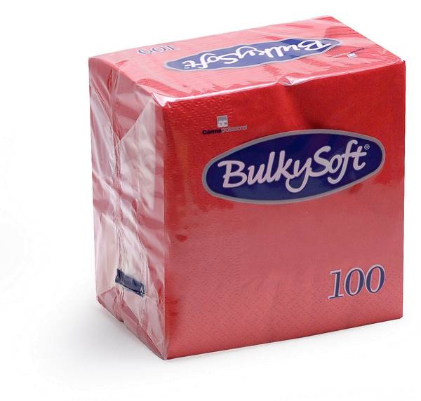 Servietten Bulkysoft 3-lagig, 1/4 Falz rot 40x40cm -1000 Stück