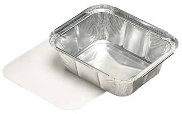 PAPSTAR Aluminium-Schale eckig, mit Deckel, 650 ml