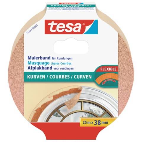 tesa Maler Hochkrepp Papierabdeckband, 38 mm x 25 m, beige