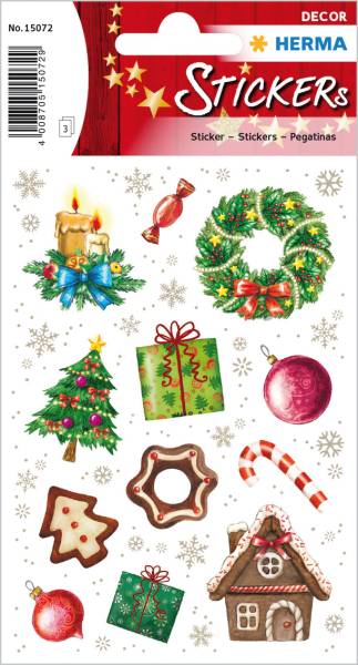 Sticker Weihnachten bunt 36 Stück/3 Blatt HERMA 15072