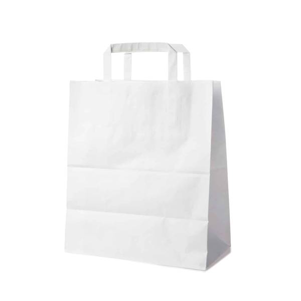Papiertragetasche weiß 26+14 x 32 cm – 50 Stück