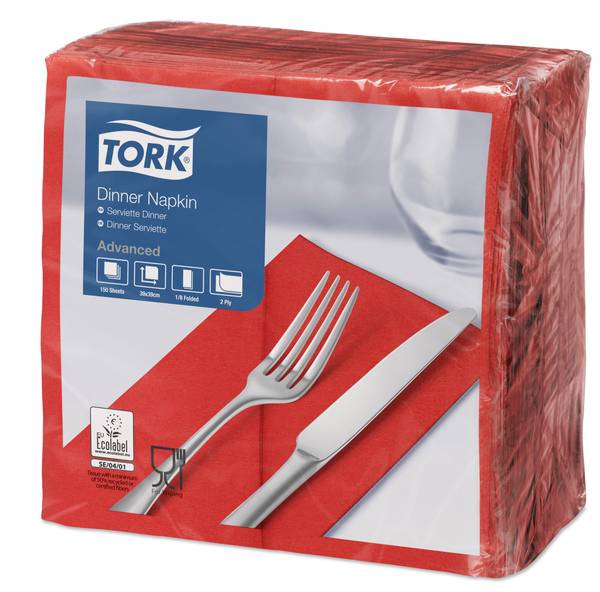 TORK-477609 rote Dinnerservietten 1/8 gefaltet –