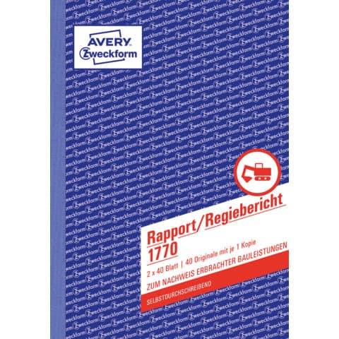 AVERY ZW. Zweckform Formularbuch "Rapport/Regiebericht", SD, A5