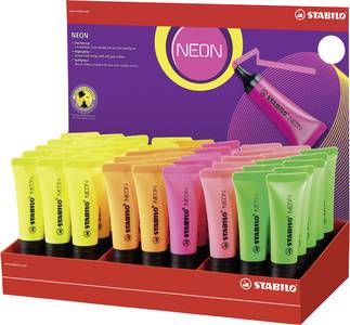 STABILO Textmarker NEON, 45er Karton-Display