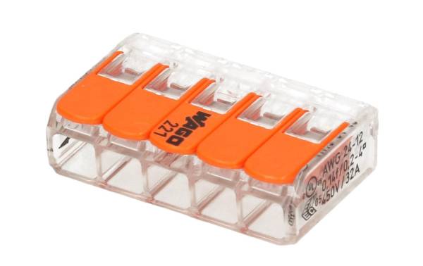WAGO Verbindungsklemme COMPACT 5-fach, 4 Stück