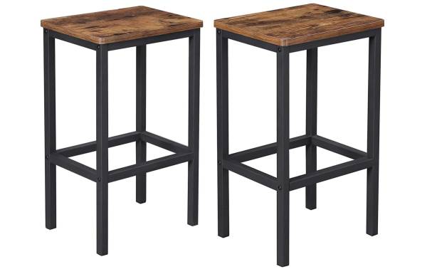 VASAGLE Barhocker eckig, 2er Set, Metall, Holz