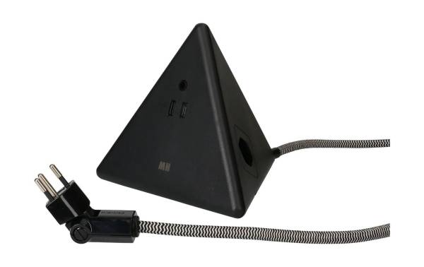 Max Hauri Steckdosenleiste Pyramide, Schwarz 2x T13, USB A+C 18W