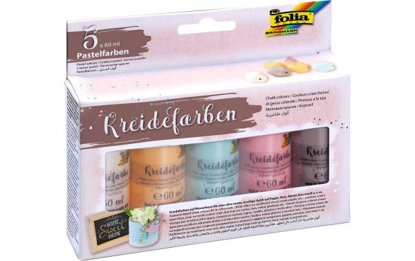 folia Kreidefarben-Set, 5 x 60 ml, farbig sortiert