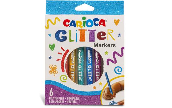 Carioca Fasermaler Glitter 6 Stück, Mehrfarbig