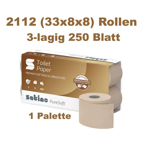 Palette Satino 076970 PureSoft Toilettenpapier Kleinrollen 3-lagig 2112 Rollen