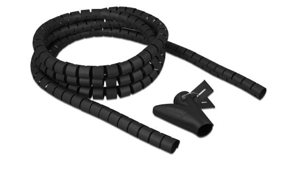 Delock Spiroschlauch mit Einziehwerkzeug, 2.5 m x 20 mm Schwarz