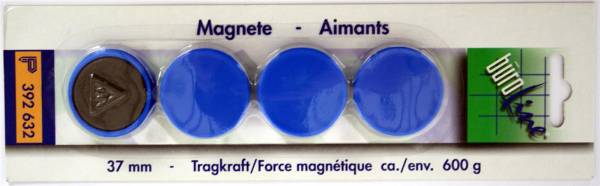 Magnet 37 mm blau 4 Stück BÜROLINE 392632