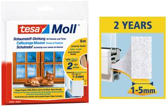 tesa Moll UNIVERSAL Schaumstoff-Dichtung, weiß, 9 mm x 6 m