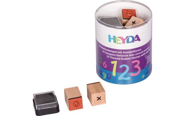 HEYDA Motivstempel-Set "Zahlen", Klarsicht-Runddose