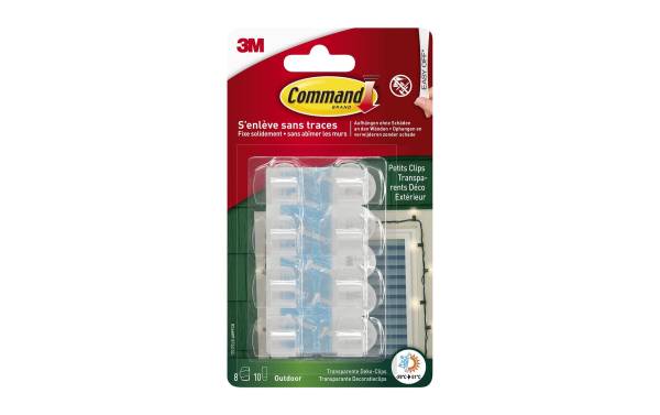 3M Command Outdoor Kabel-Clip, transparent, Größe: S