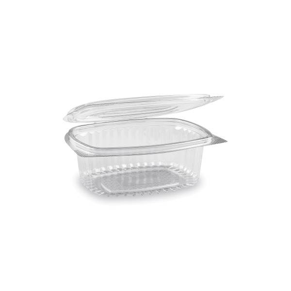 Feinkostbecher (rPET) mit Deckel oval klar 375ml – 50 Stück