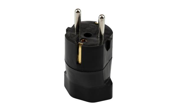 Max Hauri Adapterstecker Schuko Stecker zu T21 Buchse Schwarz