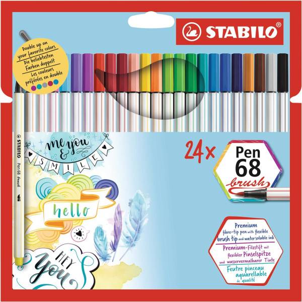 Fasermaler Pen 68 Brush ass. 24 Stück STABILO 568/24-21