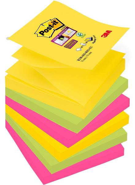 POST-IT Block Super Sticky Z-Notes R3306SSR 5-farbig, 6x90 Blatt 76x76mm