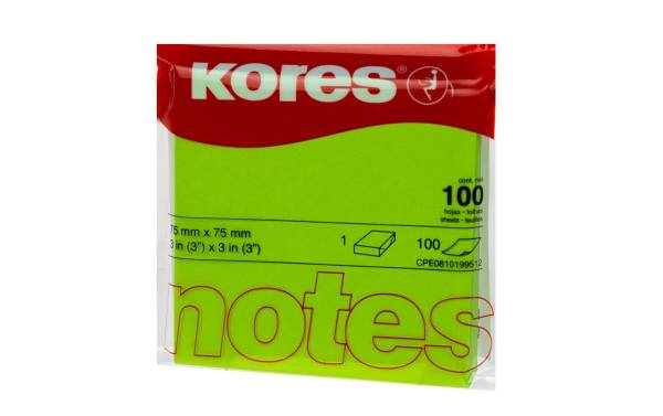 KORES NOTES 75x75mm N47077 neon-grün/80 Blatt