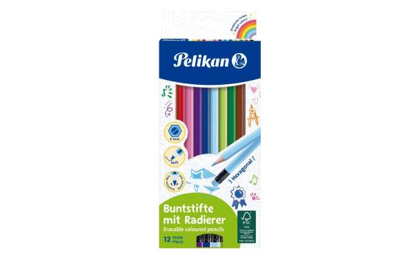 Buntstifte mit Radierer 12 Farben PELIKAN 700689