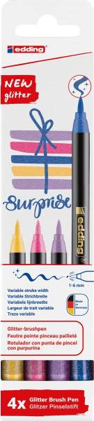 EDDING Brushpen 1340 4-1340-4-3 Glitzer E-4 Modern 4 Stück