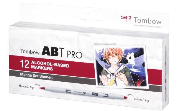 Dual Brush Pen ABTPRO Manga Set Shonen 12 Stück TOMBOW ABTP-12P5