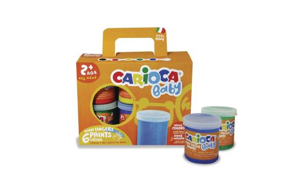 Carioca Fingerfarbe Baby 6x 80 ml, Mehrfarbig