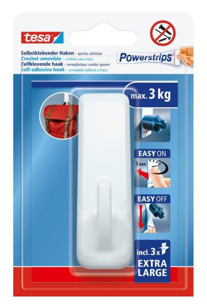 tesa Powerstrips Haken EXTRA LARGE Rechteck, weiß