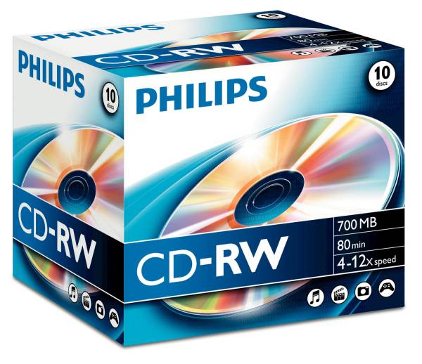 CD-RW Jewel 80 Min./700MB 10 Pcs PHILIPS 4651