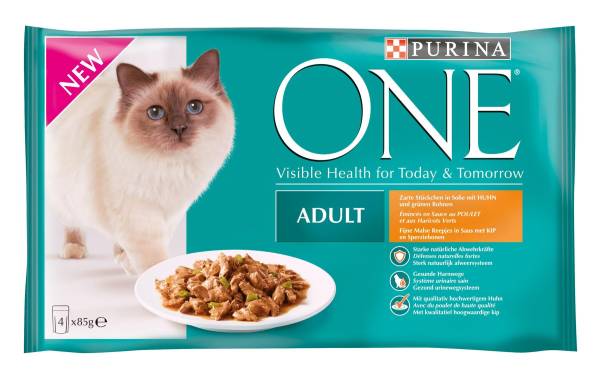 Purina ONE Nassfutter Adult Huhn, 4 x 85 g