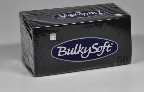 Servietten Bulkysoft 2-lagig, 1/8 Falz schwarz 33x33cm Kopffalz-2000 Stück