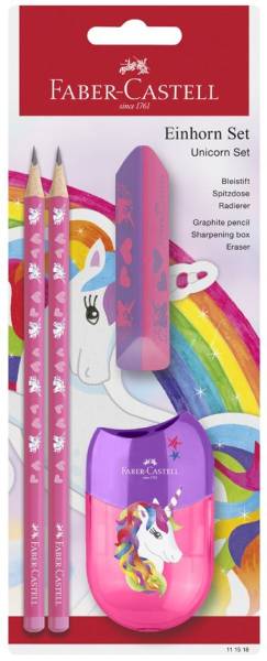 FABER-CASTELL Schreibset Einhorn, pink, 4-teilig
