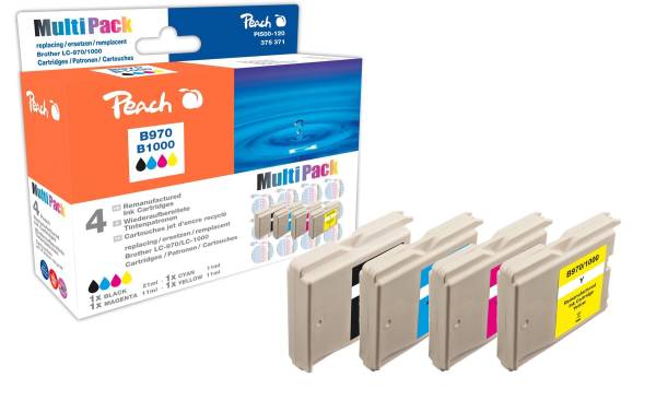 Peach Tintenset Brother LC-1000/970 BK, C, M, Y