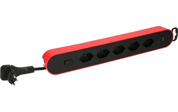 Max Hauri Steckdosenleiste Design Line 5x T13 USB A+C rot