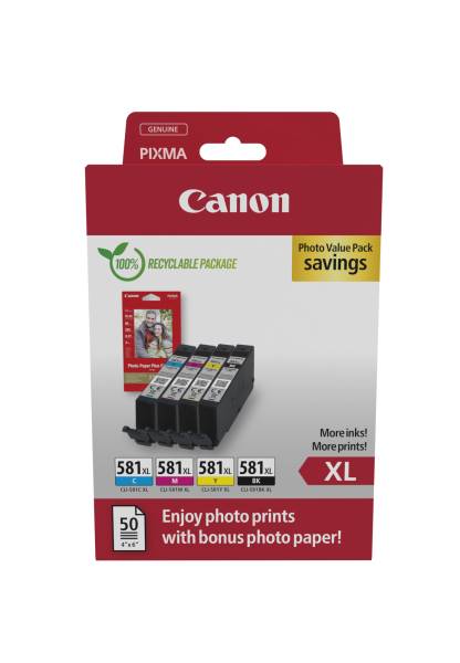 CANON Multipack Tinte Photo BKCMY CLI-581XL Pixma TR7550 4×8.3ml